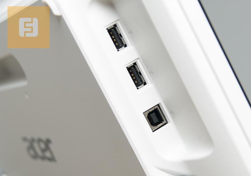 Два разъёма USB 2.0 и корневой концентратор USB Type B на левой грани Acer DA223HQL