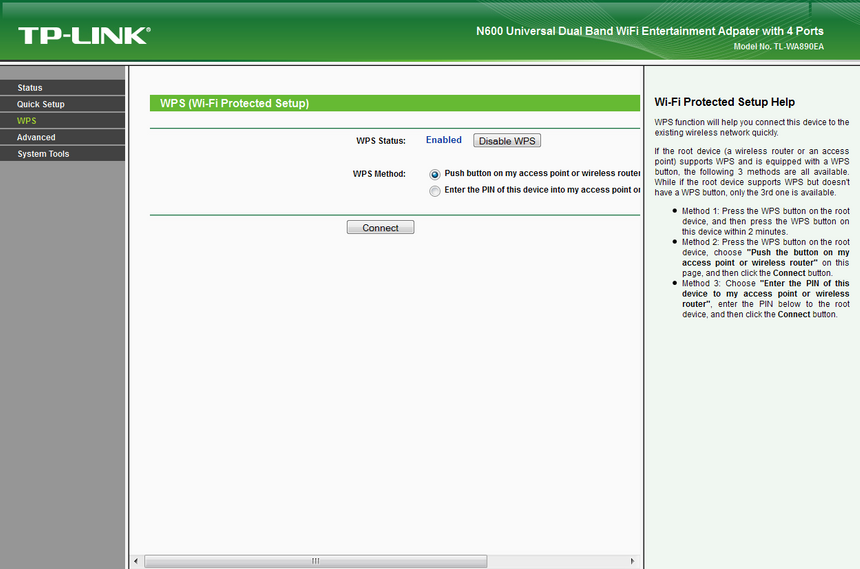 Веб-интерфейс TP-Link TL-WA890EA