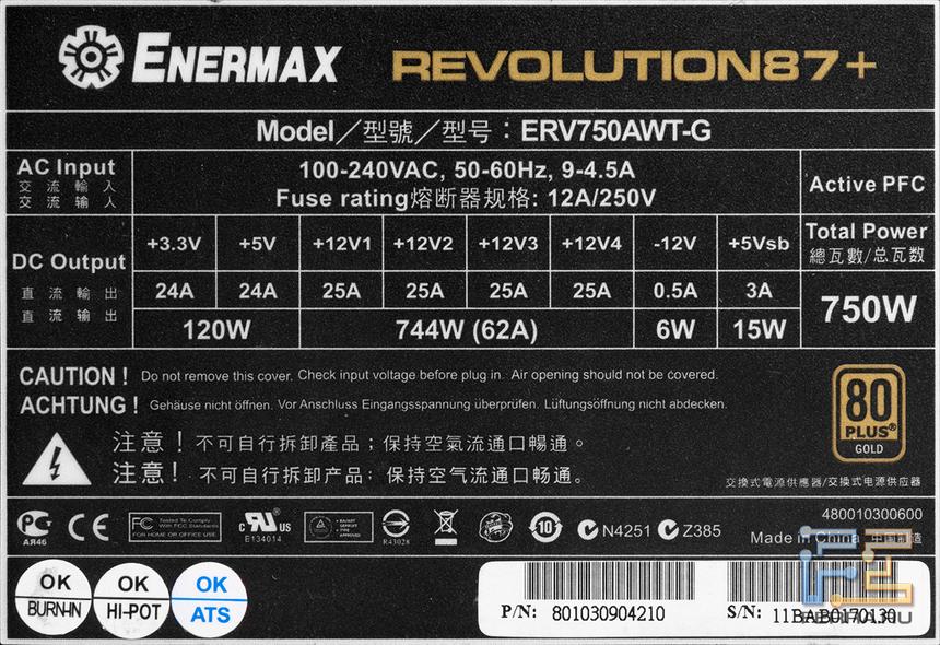 Спецификации блока питания