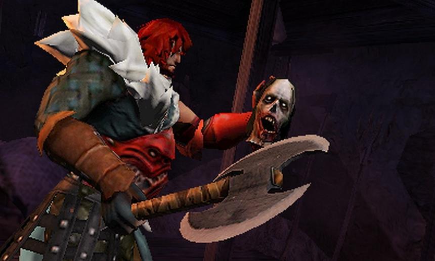 Саймон держит отрубленную голову зомби. Сейчас он брезгливо отшвырнет ее в сторону