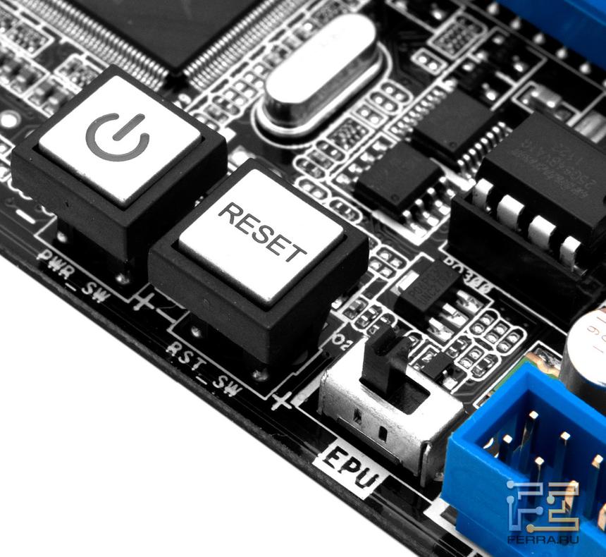 Кнопки Power и Reset, а также переключатель EPU