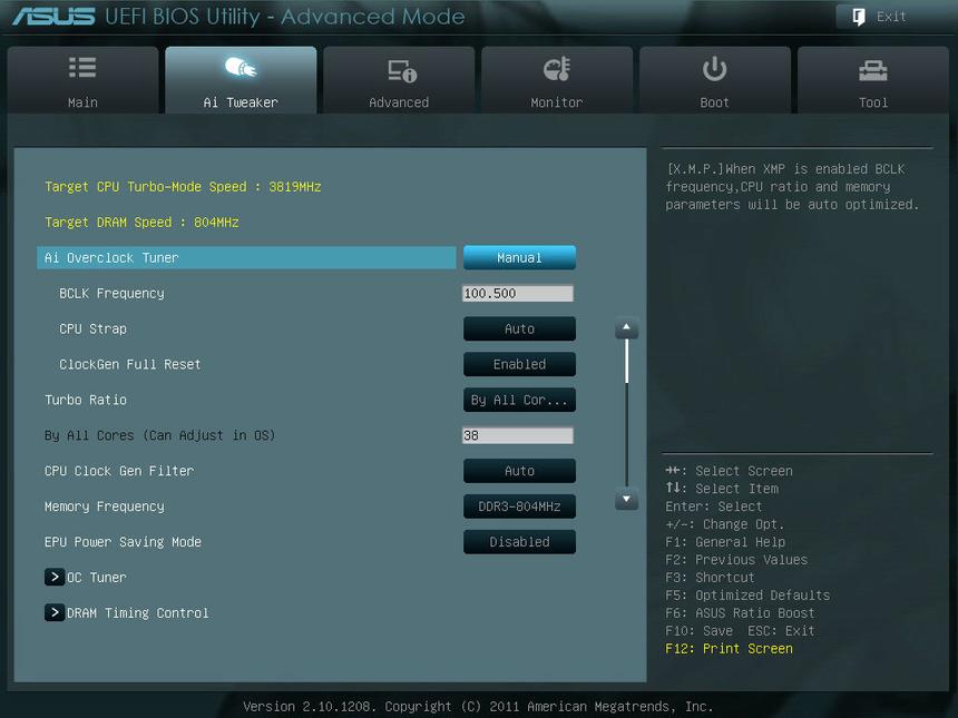 Вкладка AI Tweaker
