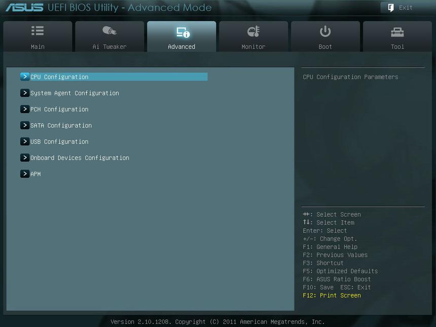 Вкладка Advanced, общий вид