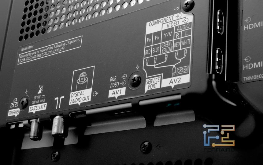 Интерфейсы телевизора Panasonic TX-PR50VT50, вид снизу
