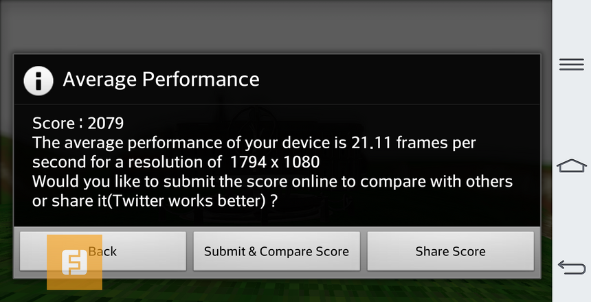 Результаты тестирования LG G2 в программе Relative Benchmark