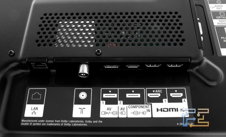 Разъемы в нижней части Sony KDL-55HX920