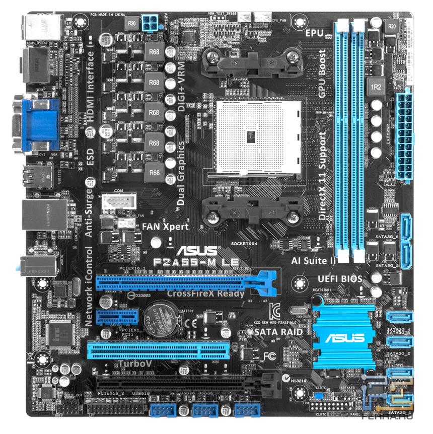 Материнская плата ASUS F2A55-M LE. Вид сверху