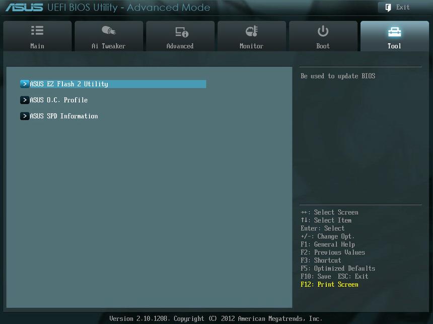 Вкладка Tool в UEFI BIOS на ASUS P8Z77-V Pro