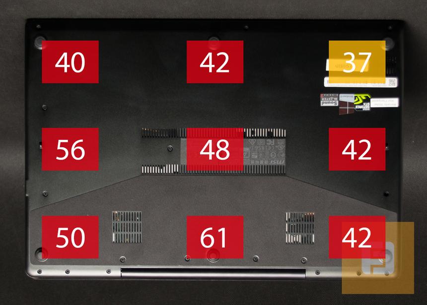 Температура нижней панели MSI GS70 2PE Stealth Pro