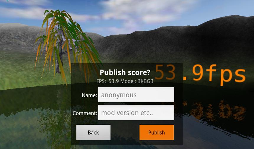 Результаты теста Nenamark 1 для Intel Medfield Reference