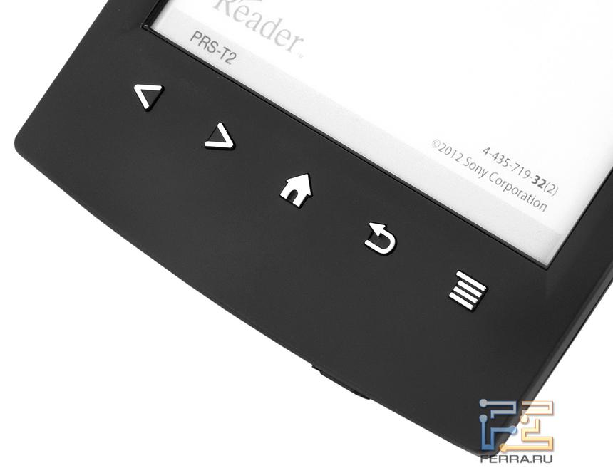 Механические кнопки на лицевой стороне корпуса Sony PRS-T2