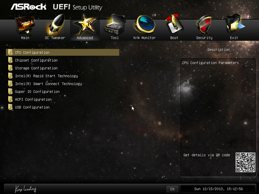 Вкладка Advanced UEFI BIOS материнской платы ASRock Z87 OC Formula