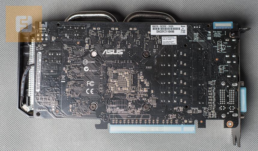 Тыльная сторона видеокарты ASUS R9 270 DC2OC-2GD5