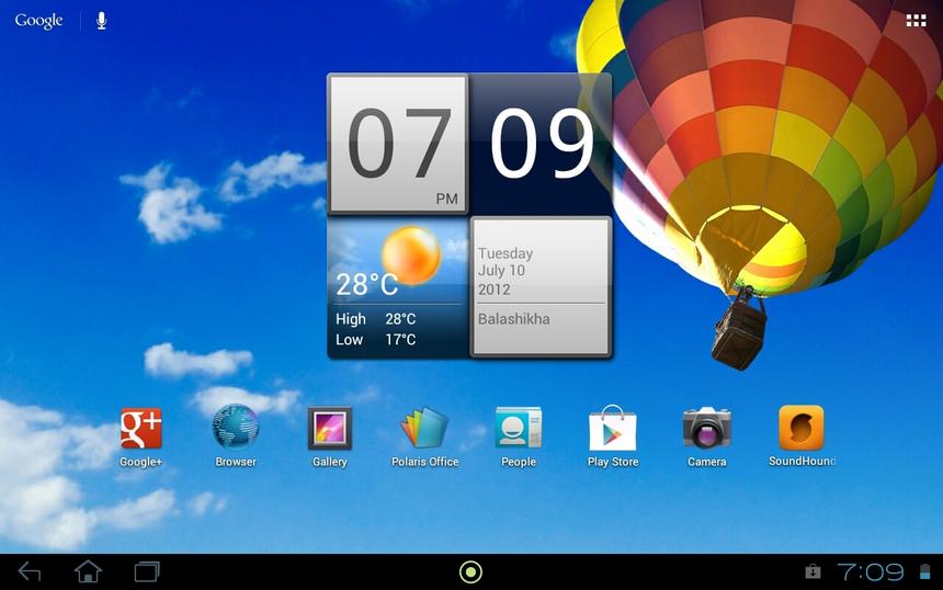 Рабочий стол в Acer Iconia Tab A510
