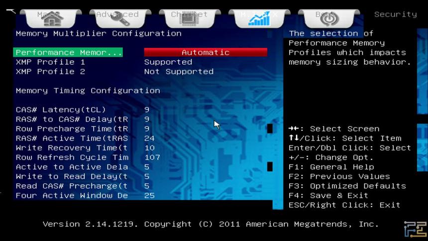 ECS Z77H2-A2X UEFI, меню M.I.B. X/Memory Multiplier Configuration