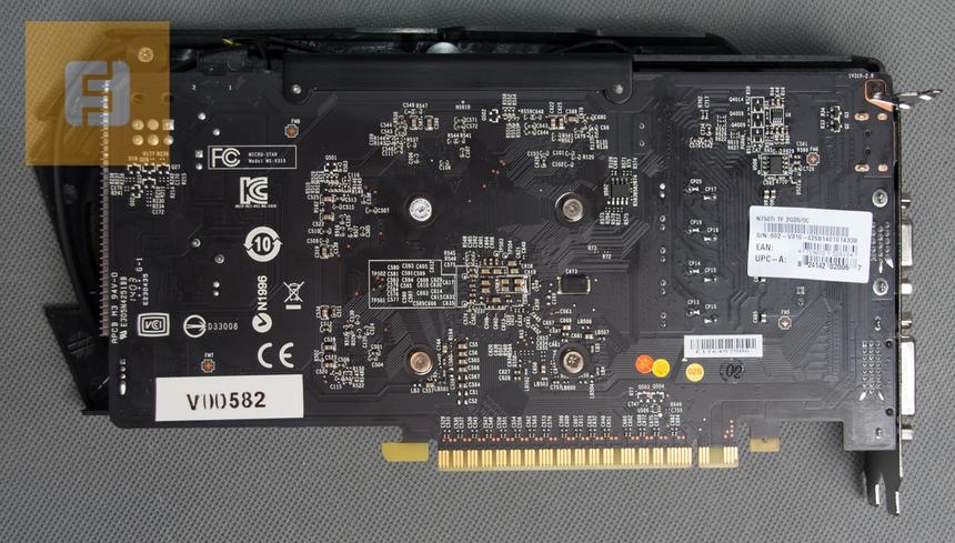 Тыльная сторона видеокарты MSI GeForce GTX 750 Ti TWIN FROZR