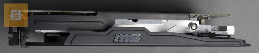 Вид с левого торца видеокарты MSI GeForce GTX 750 Ti TWIN FROZR