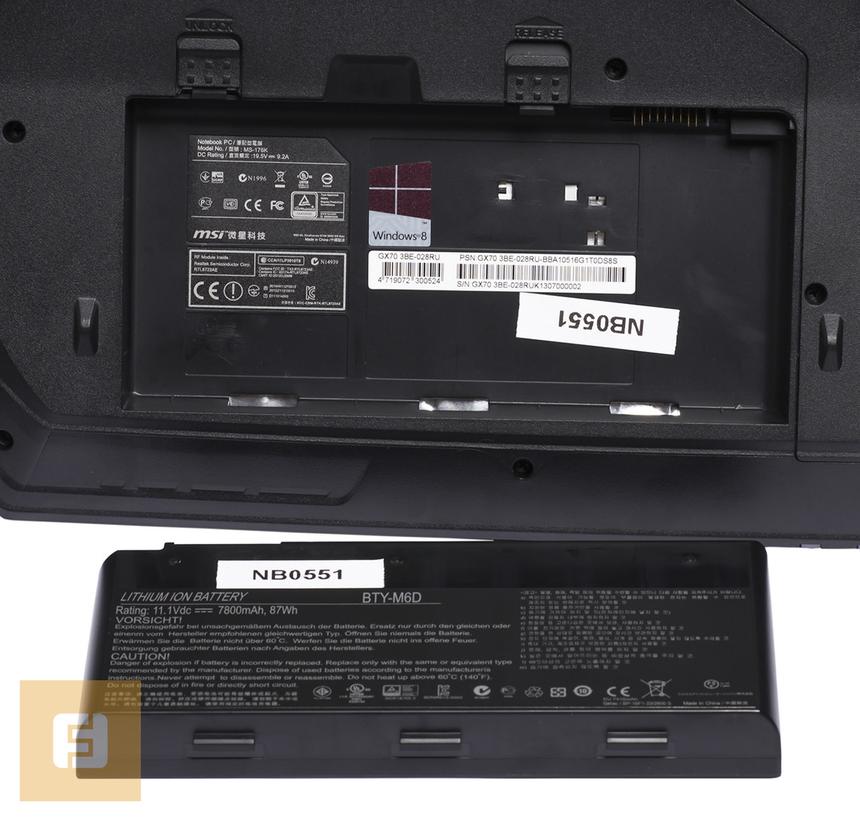 Слот для аккумулятора MSI GX70 3BE-028RU