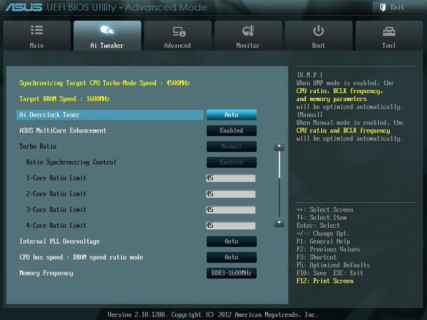 Вкладка Ai Tweaker