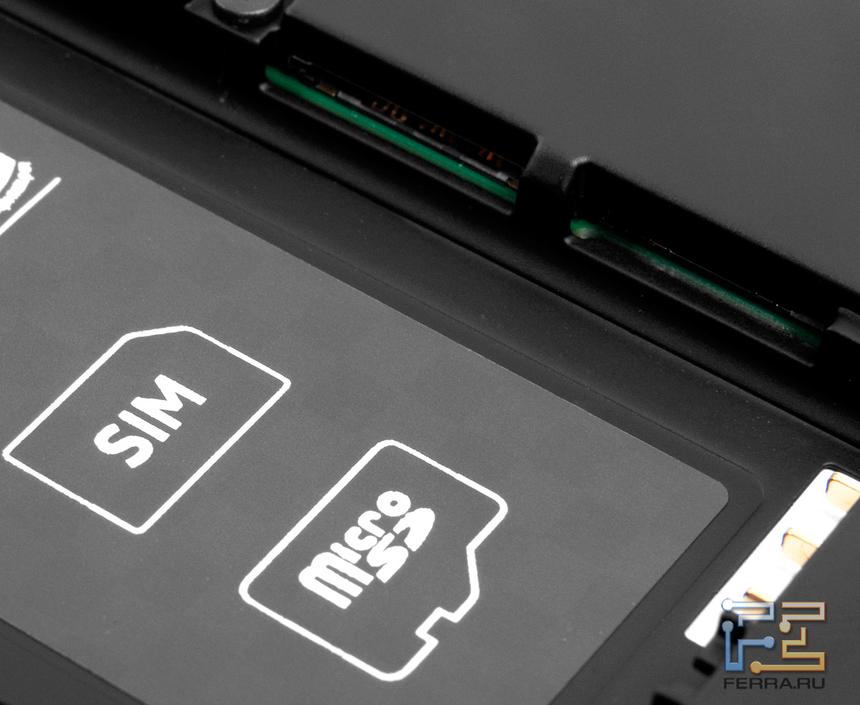 Слоты для SIM-карты и флешки microSD на Nokia Lumia 820
