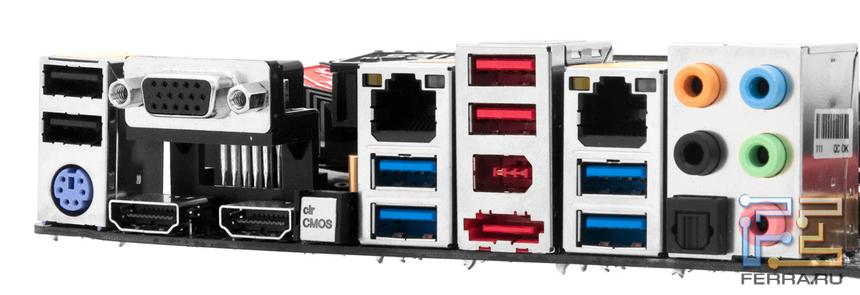 Задняя панель материнской платы ASRock Fatal1ty Z68 Professional Gen3