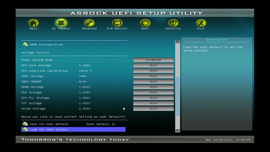 ASRock Z68 Extreme4 Gen3 UEFI, вкладка OC Tweaker