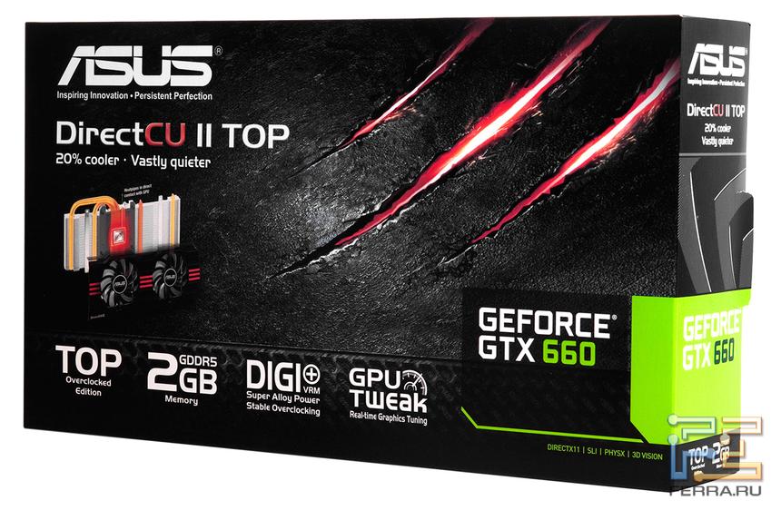 Упаковка видеокарты ASUS GTX 660 DirectCU II TOP