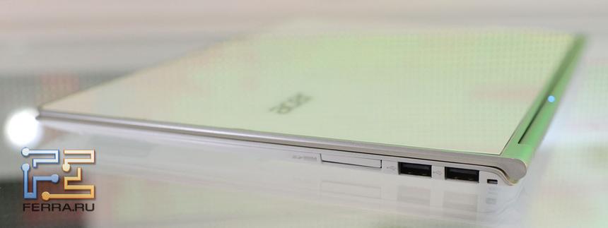 Разъемы на правом торце Acer Aspire S7