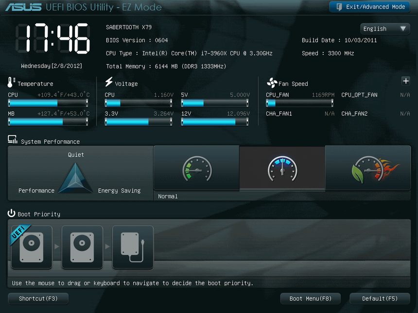UEFI, меню EZ Mode