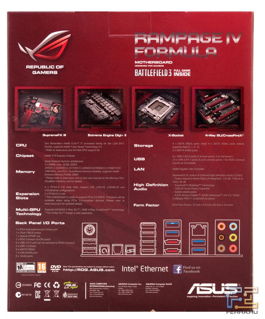 Обратная сторона упаковки ASUS Rampage IV Formula