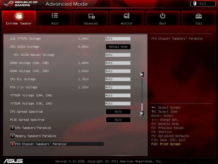 UEFI, меню Extreme Tweaker