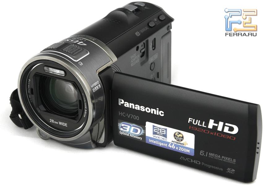 Общий вид Panasonic HC-V700 с открытым экраном