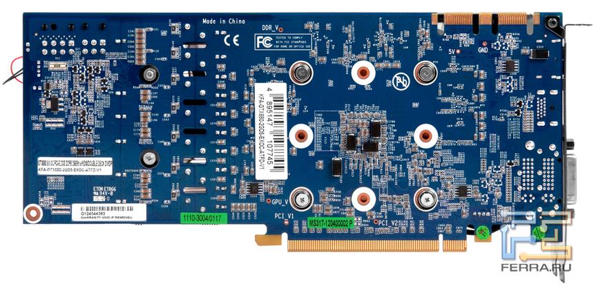 Видеокарта KFA2 GTX 680 EX OC. Вид с обратной стороны