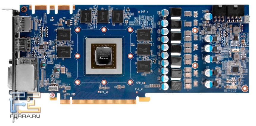 Видеокарта KFA2 GTX 680 EX OC с демонтированной системой охлаждения