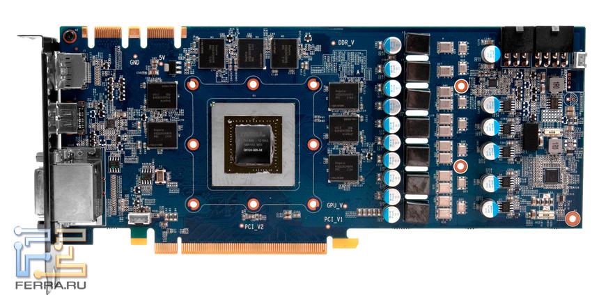 Видеокарта KFA2 GTX 670 EX OC с демонтированной системой охлаждения