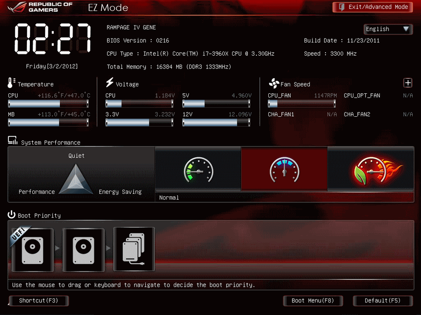 UEFI, меню EZ Mode