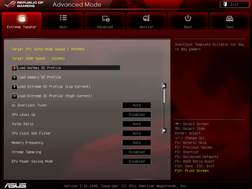 UEFI, меню Extreme Tweaker