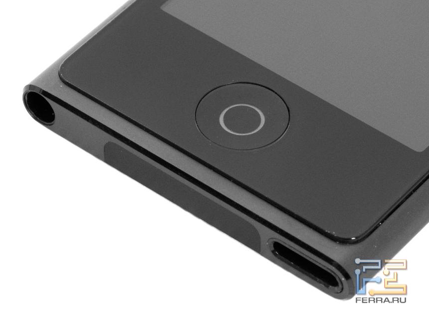 Кнопка на лицевой стороне корпуса iPod nano