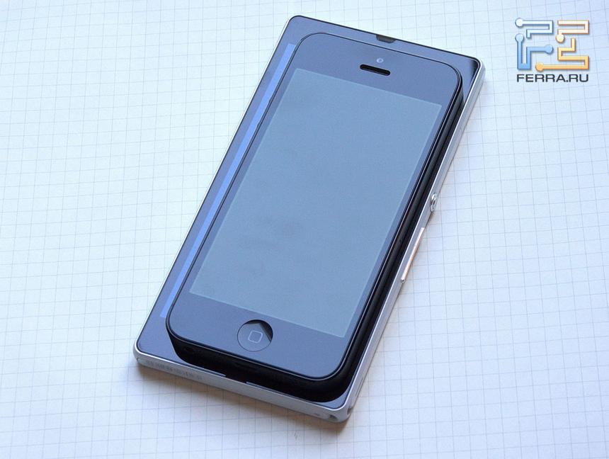 Сравнение размеров Sony Xperia Z и iPhone 5