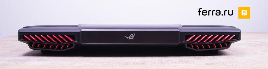 Задняя грань ASUS ROG G751J — фирменная карточка топовых игровых ноутбуков ASUS