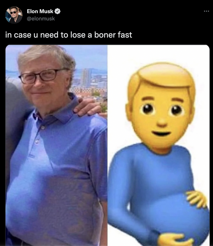 Илон Маск сравнил Билла Гейтса с беременным мужчиной