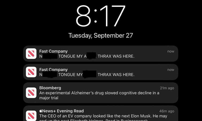 Аккаунт Apple News технологического журнала был взломан хакером-расистом