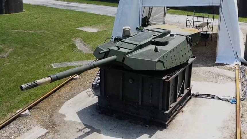 Испытание необитаемой башни AbramsX, новая пушка немного длиннее и имеет перфорированный дульный тормоз