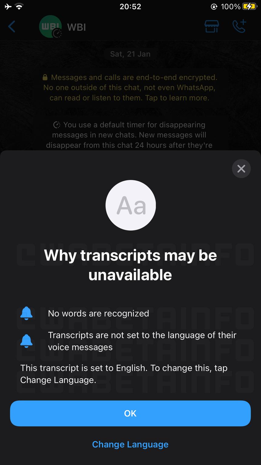Telegram за такое просит деньги: WhatsApp научится переводить голосовые сообщения в текст