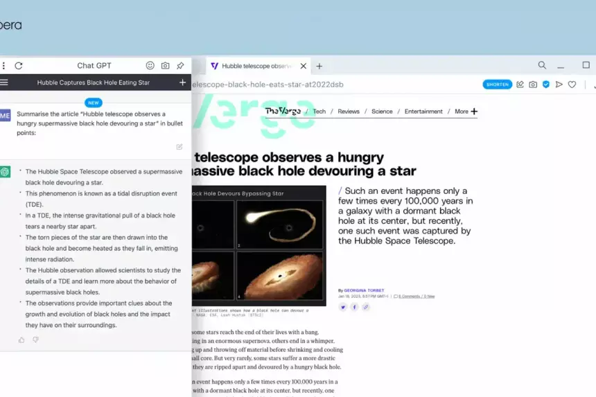 Браузер Opera решил не оставаться в стороне и встроил ChatGPT в свою боковую панель