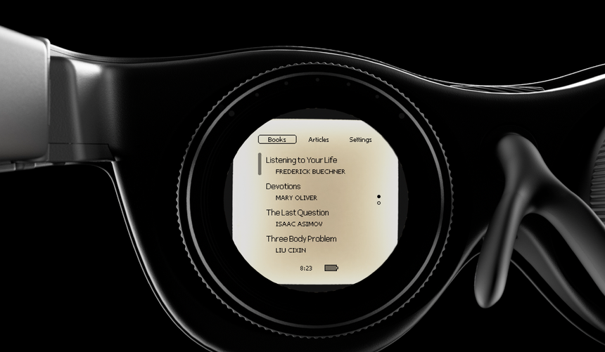 Это Sol Reader. И это не очки, а электронная книга