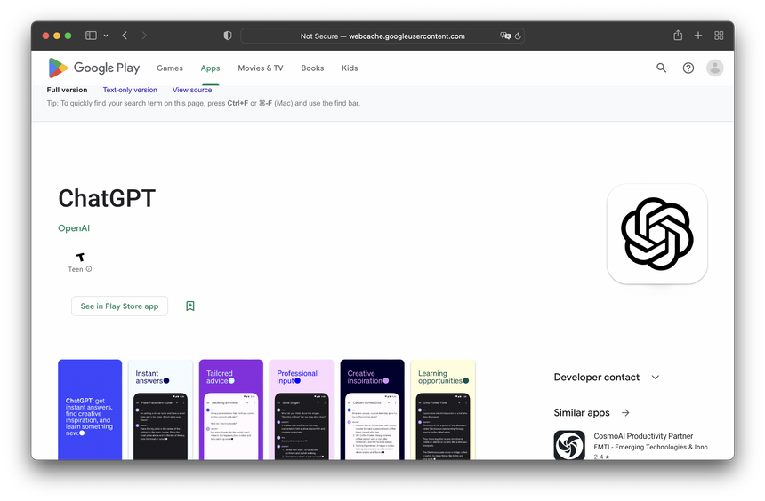 Android посетило официальное приложение ChatGPT: но скачать его пока нельзя