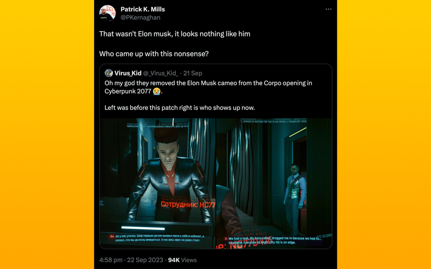 «Кто придумал эту ерунду?»: разработчик Cyberpunk 2077 об Илоне Маске в игре