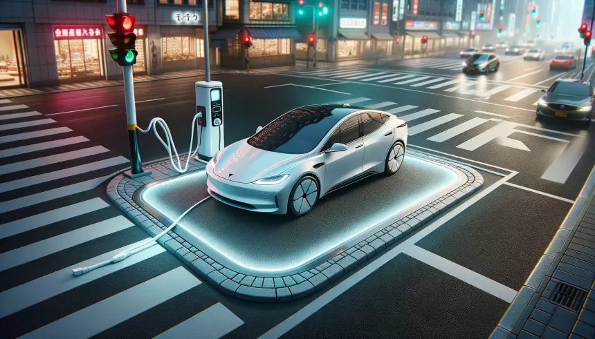 В Японии электромобили начали заряжать по беспроводу прямо на светофорах