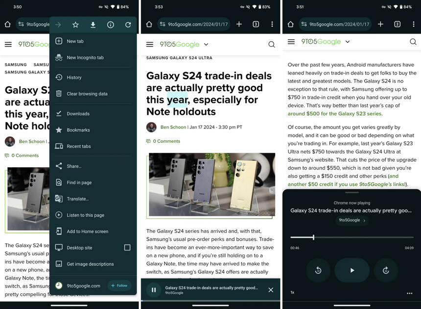 Google Chrome для Android научился читать текст вслух на русском